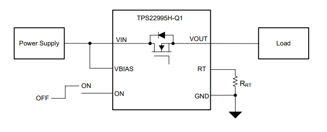 アプリケーション回路図 - Texas Instruments TPS22995H-Q1車載用負荷スイッチ